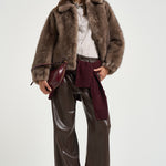 Bomber donna in ecopelliccia tortora 4132 ECO ZIBELLINOTAUPE VALENTINI 