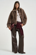 Bomber donna in ecopelliccia tortora 4132 ECO ZIBELLINOTAUPE VALENTINI 