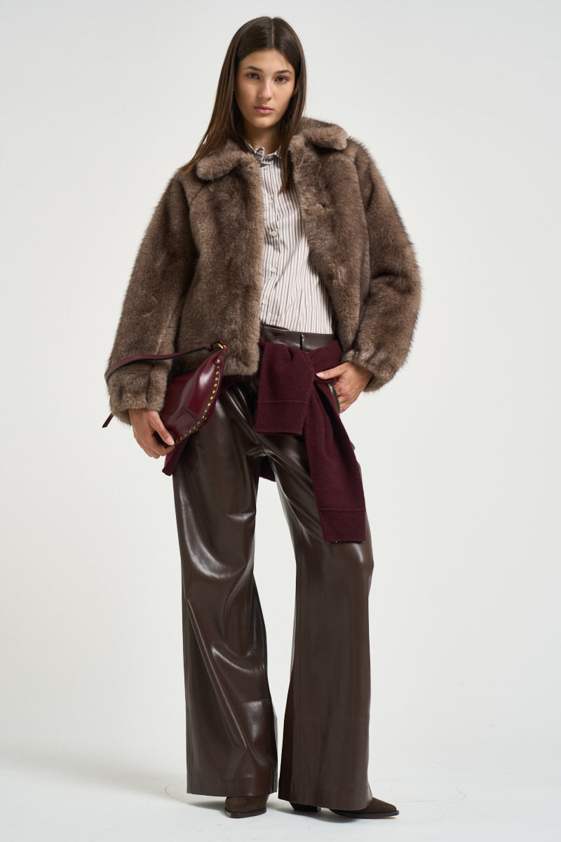 Bomber donna in ecopelliccia tortora 4132 ECO ZIBELLINOTAUPE VALENTINI 