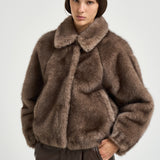 Bomber donna in ecopelliccia tortora 4132 ECO ZIBELLINOTAUPE VALENTINI 