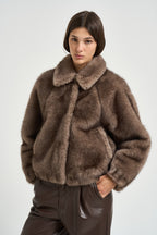 Bomber donna in ecopelliccia tortora 4132 ECO ZIBELLINOTAUPE VALENTINI 