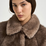 Bomber donna in ecopelliccia tortora 4132 ECO ZIBELLINOTAUPE VALENTINI 