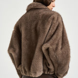 Bomber donna in ecopelliccia tortora 4132 ECO ZIBELLINOTAUPE VALENTINI 