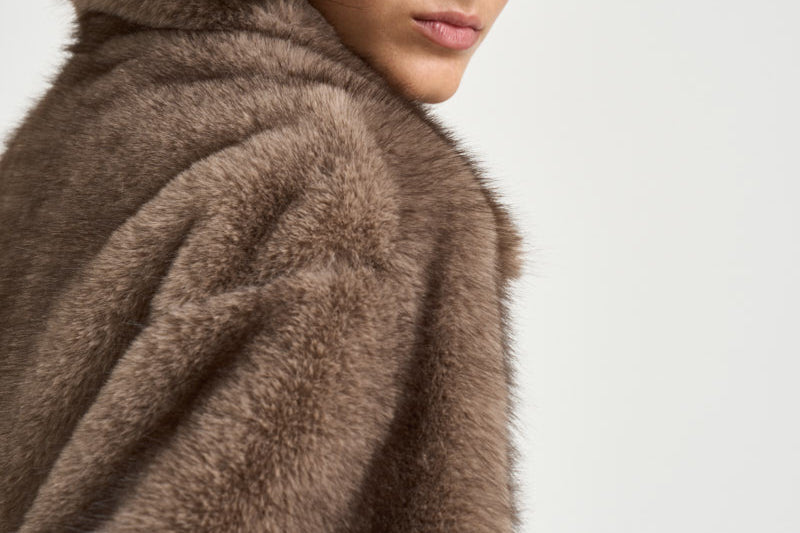 Bomber donna in ecopelliccia tortora 4132 ECO ZIBELLINOTAUPE VALENTINI 