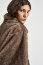Bomber donna in ecopelliccia tortora 4132 ECO ZIBELLINOTAUPE VALENTINI 