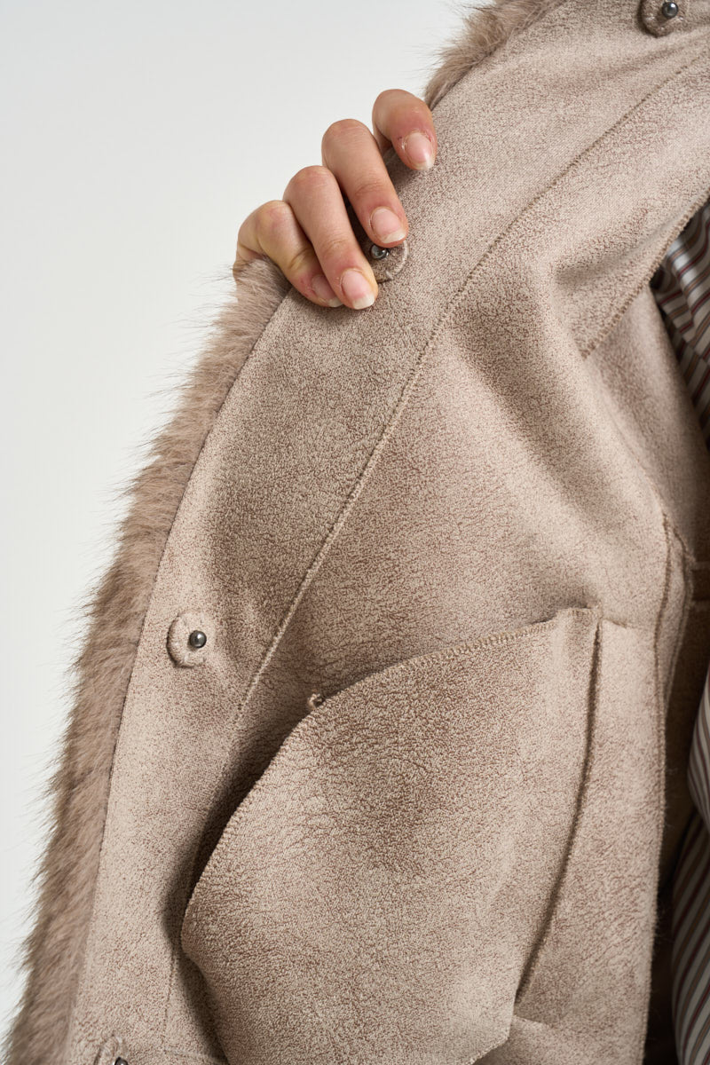 Bomber donna in ecopelliccia tortora 4132 ECO ZIBELLINOTAUPE VALENTINI 