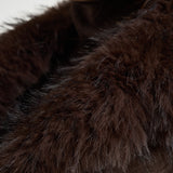 Giacca donna corta con collo in ecopelliccia fondente 4140 SUEDECHOCOLATE VALENTINI 