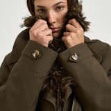 Giacca donna con collo in ecopelliccia verde oliva K6101 PARKAARMY GREEN VALENTINI 