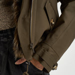 Giacca donna con collo in ecopelliccia verde oliva K6101 PARKAARMY GREEN VALENTINI 