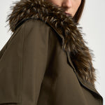 Giacca donna con collo in ecopelliccia verde oliva K6101 PARKAARMY GREEN VALENTINI 