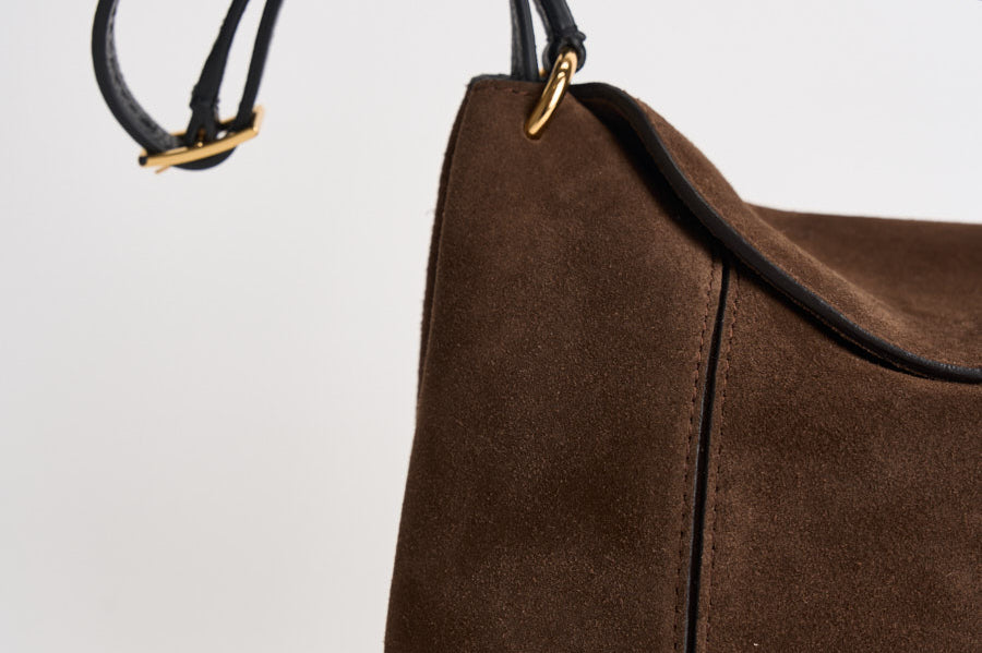 Borsa donna "Penelope" Slouch in suede marrone 000148 PALISSANDERSUEDE WANDLER 