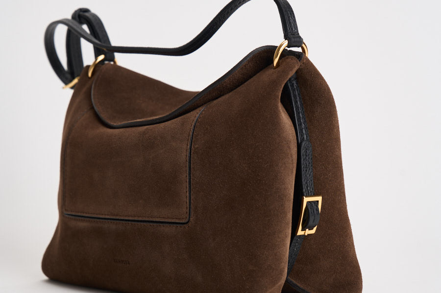 Borsa donna "Penelope" Slouch in suede marrone 000148 PALISSANDERSUEDE WANDLER 