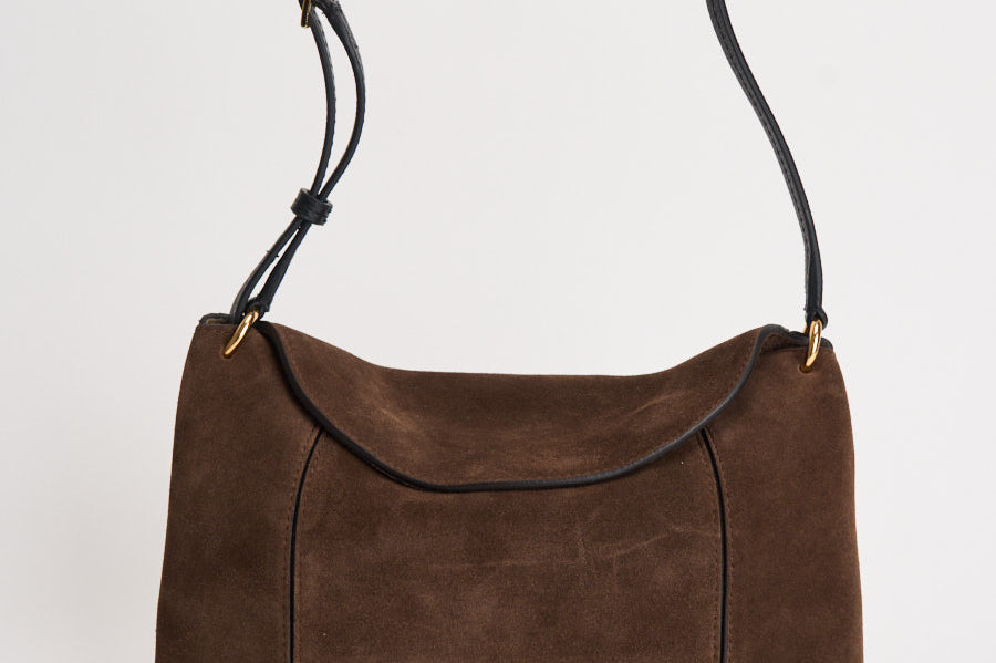 Borsa donna "Penelope" Slouch in suede marrone 000148 PALISSANDERSUEDE WANDLER 