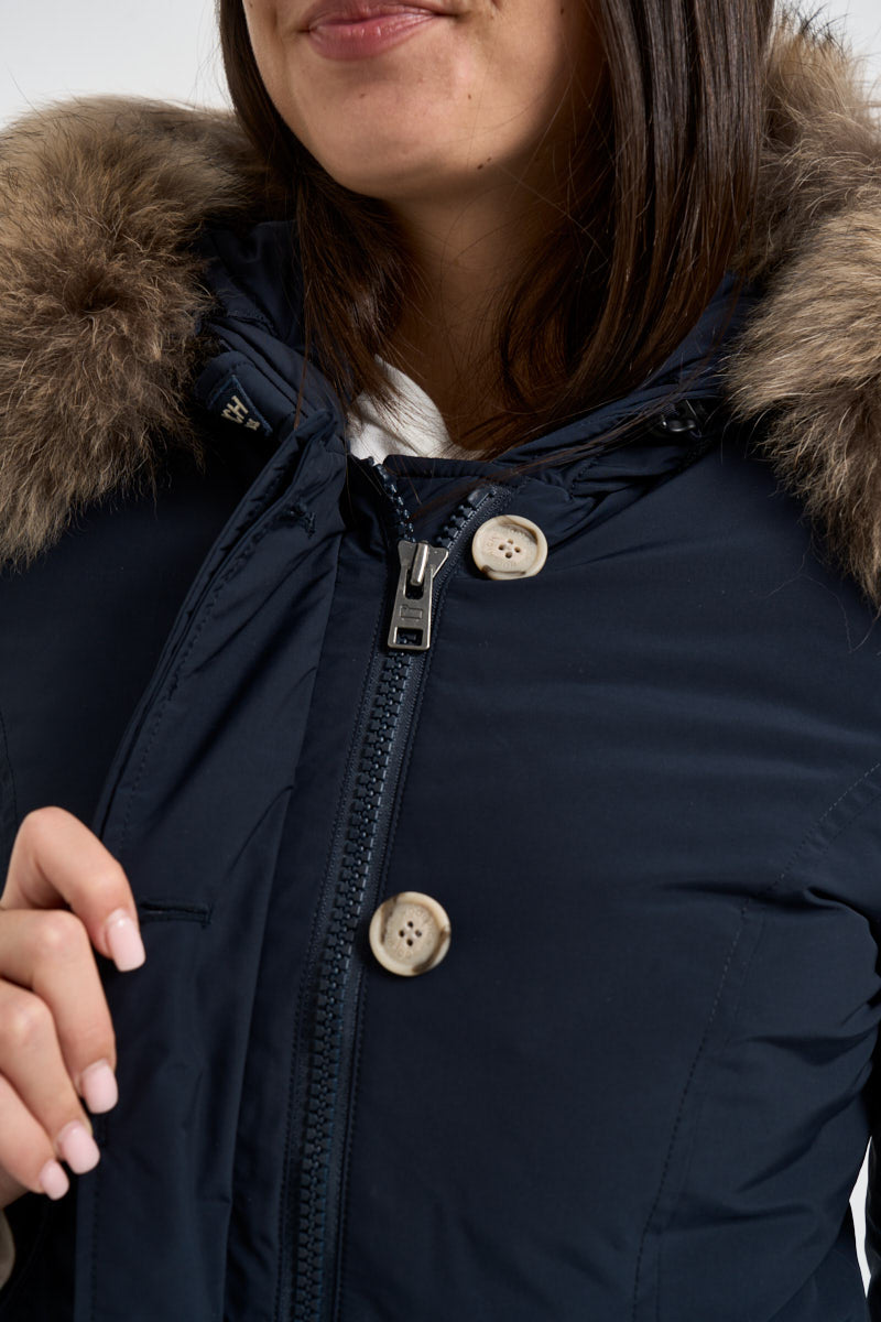 Parka donna Luxury Artic Raccoon blu 0652 3989BLUE WOOLRICH 
