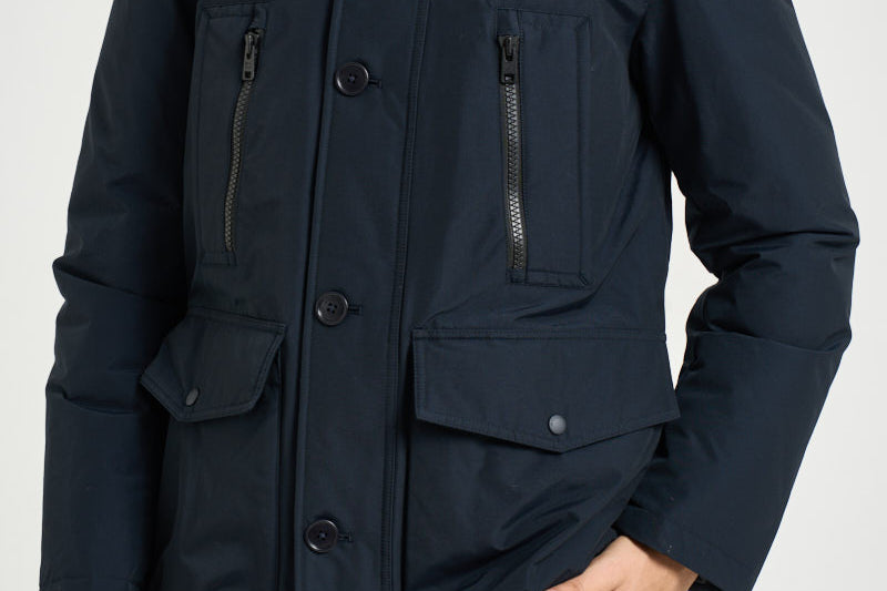 Parka uomo con zip blu navy 0866 MLB WOOLRICH 