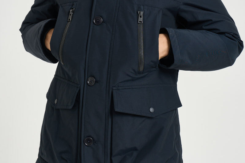Parka uomo con zip blu navy 0866 MLB WOOLRICH 