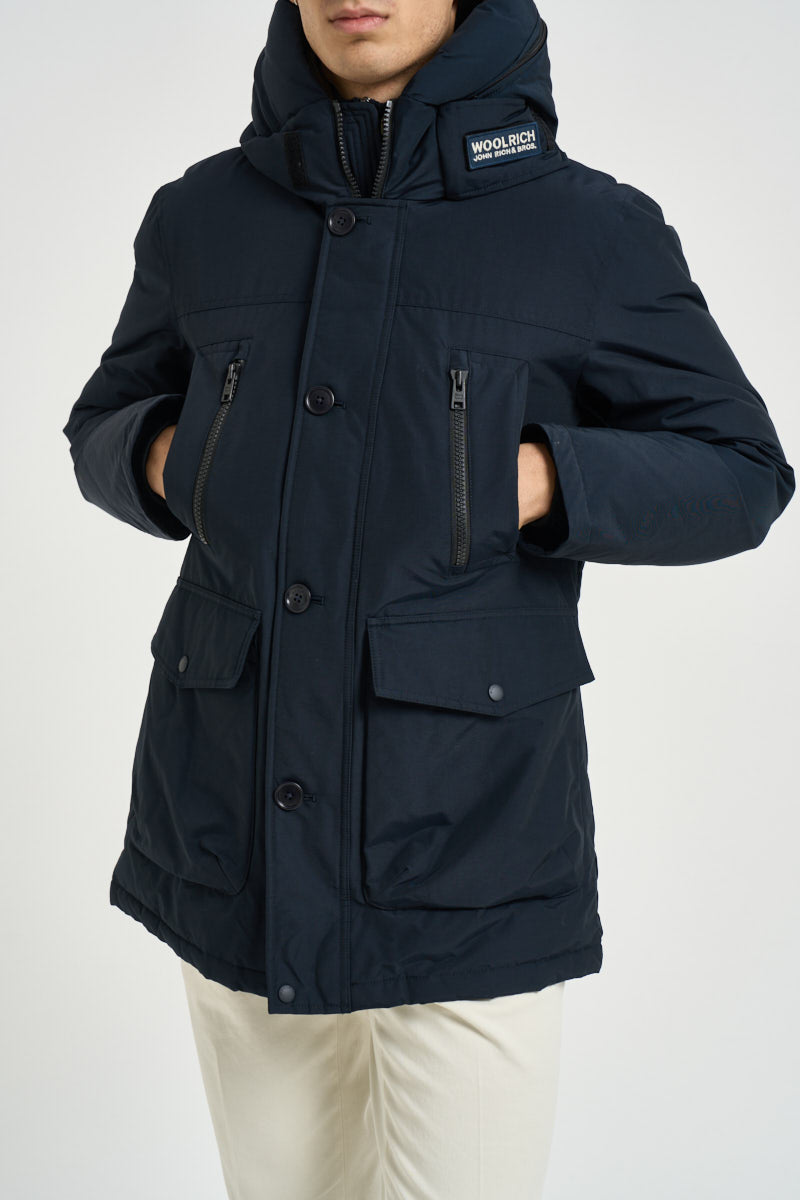 Parka uomo con zip blu navy 0866 MLB WOOLRICH 