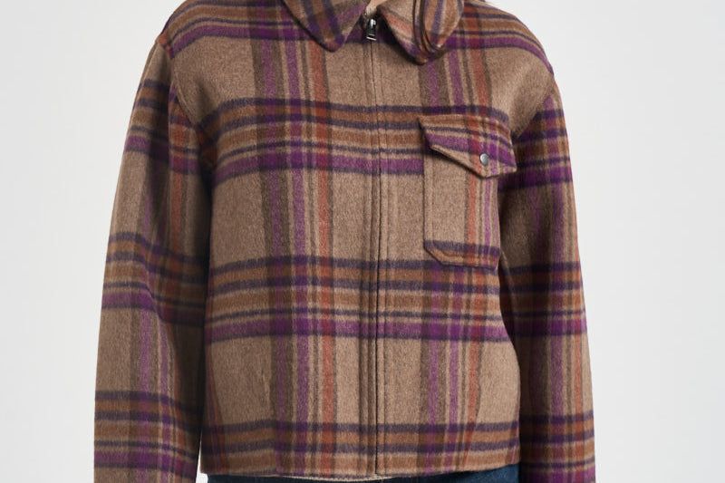 Giacca donna corta a quadri multicolor 2038 7451BISONCHECK WOOLRICH 