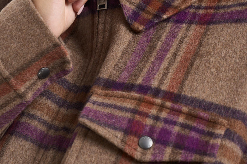 Giacca donna corta a quadri multicolor 2038 7451BISONCHECK WOOLRICH 