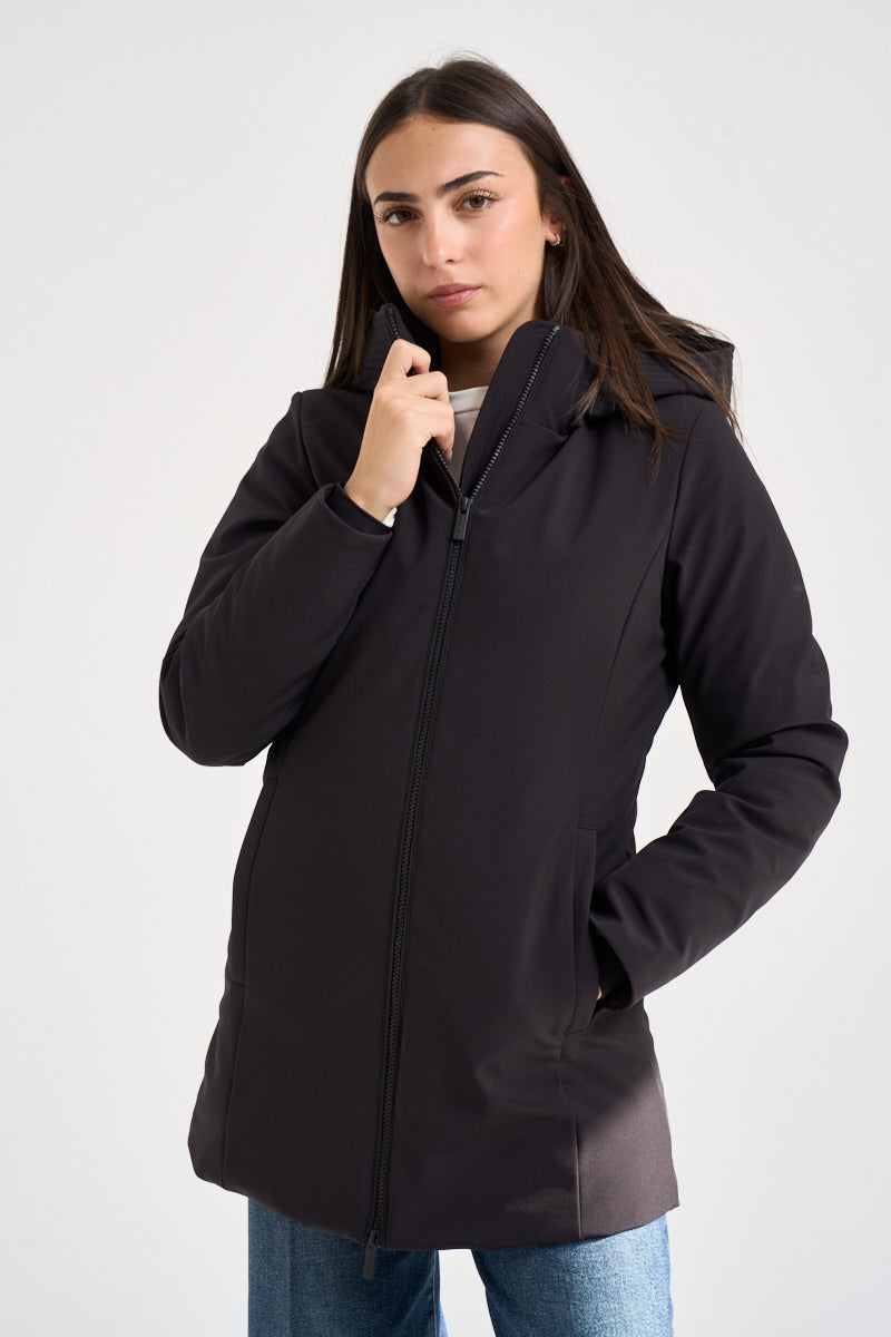 Parka donna New girth down con cappuccio e zip nera 2045 100BLACK WOOLRICH 
