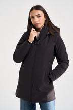 Parka donna New girth down con cappuccio e zip nera 2045 100BLACK WOOLRICH 