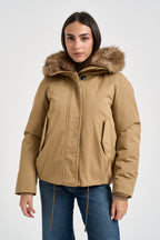 Giacca donna incotone corta cachi 2237 8926KHAKI WOOLRICH 