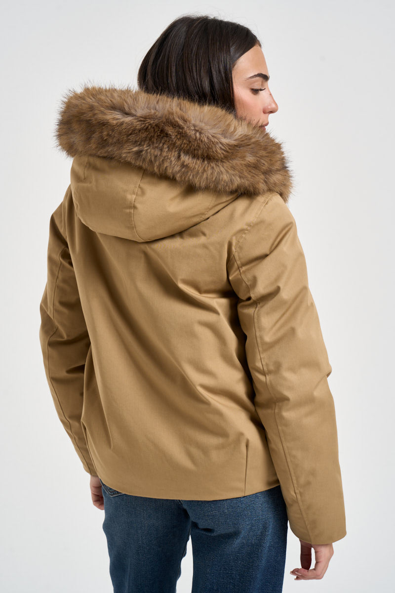 Giacca donna incotone corta cachi 2237 8926KHAKI WOOLRICH 