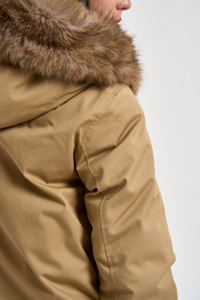 Giacca donna incotone corta cachi 2237 8926KHAKI WOOLRICH 