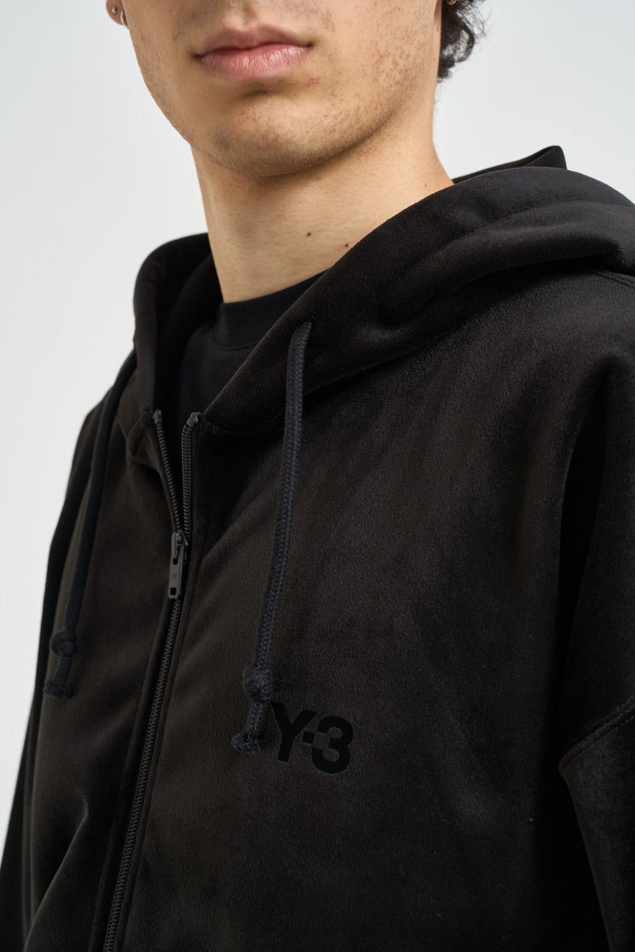 Felpa uomo in velluto con cappuccio nera IA4371 BLACK Y-3 