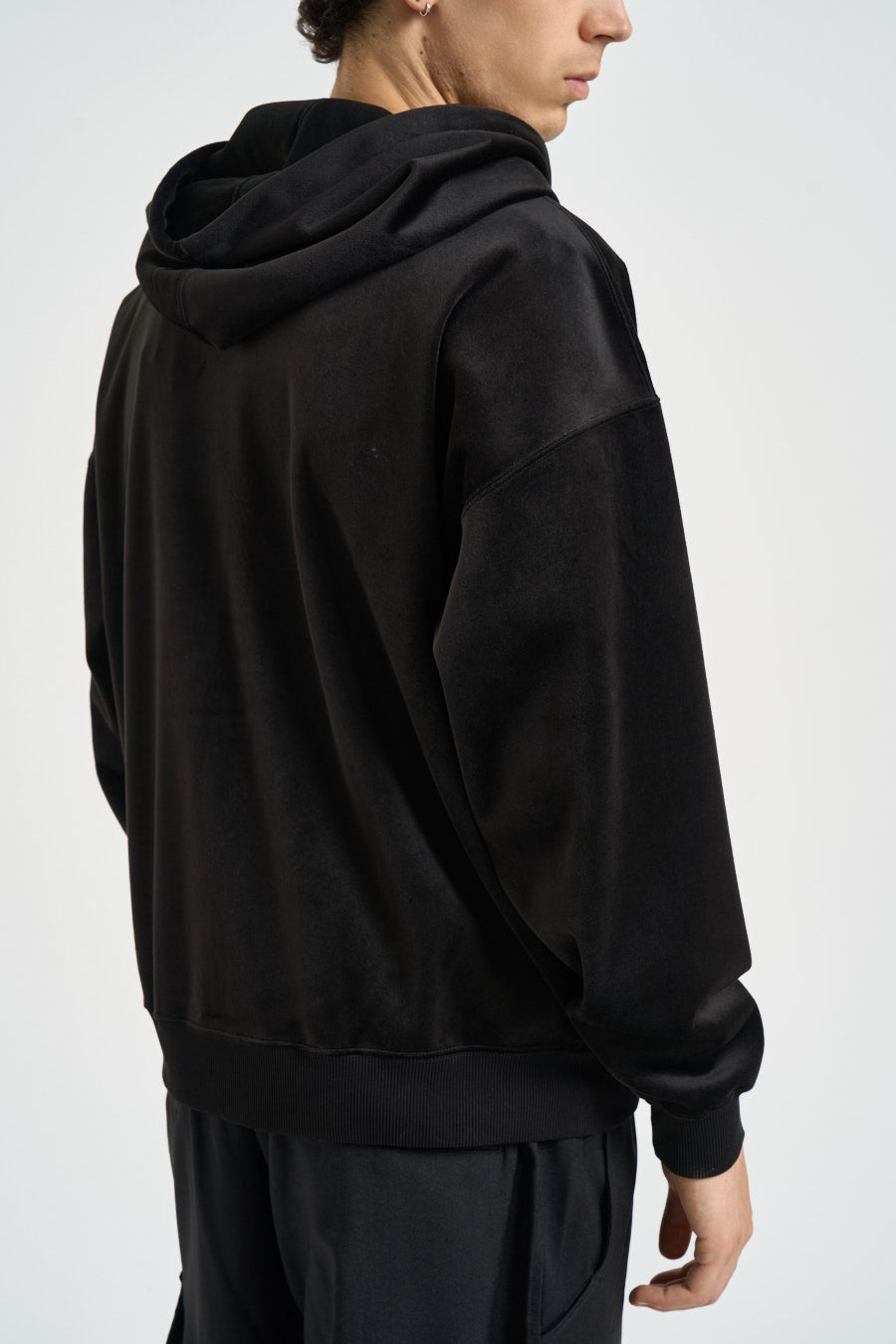 Felpa uomo in velluto con cappuccio nera IA4371 BLACK Y-3 