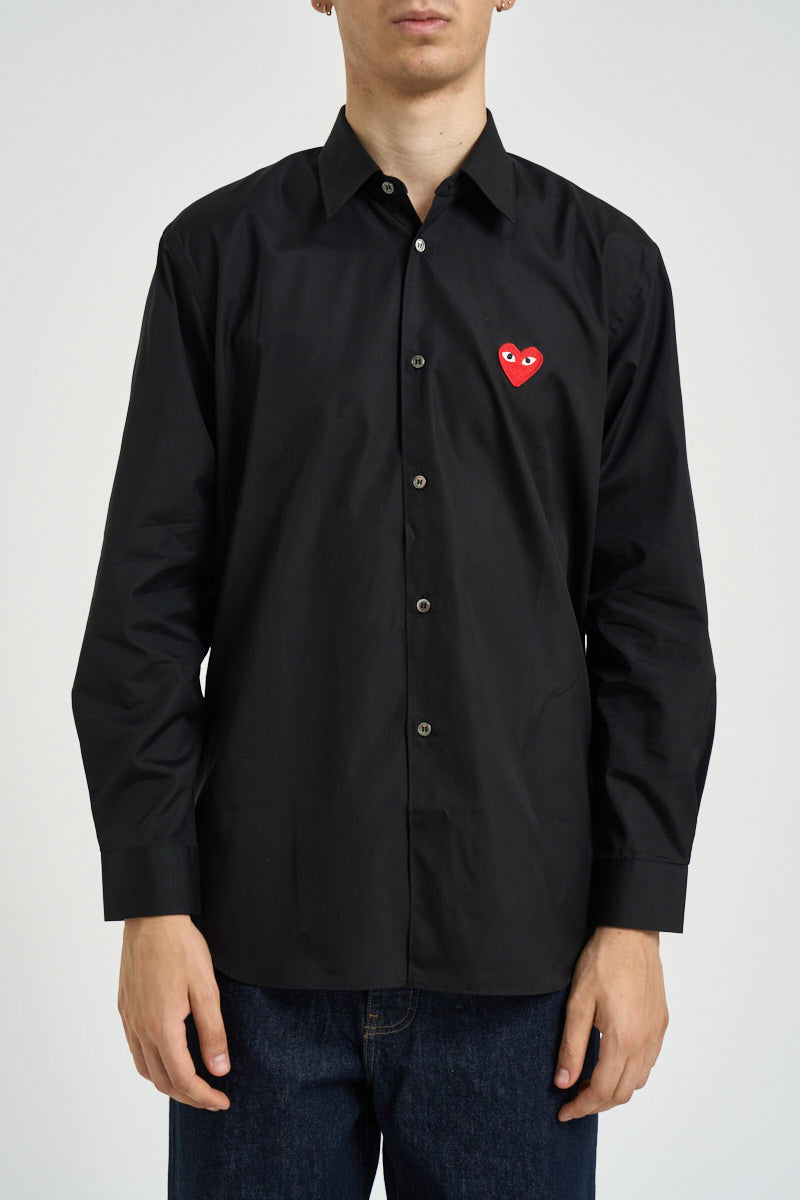 Camicia uomo con cuore nera AXB0020 BLACK COMME DES GARCON PLAY 