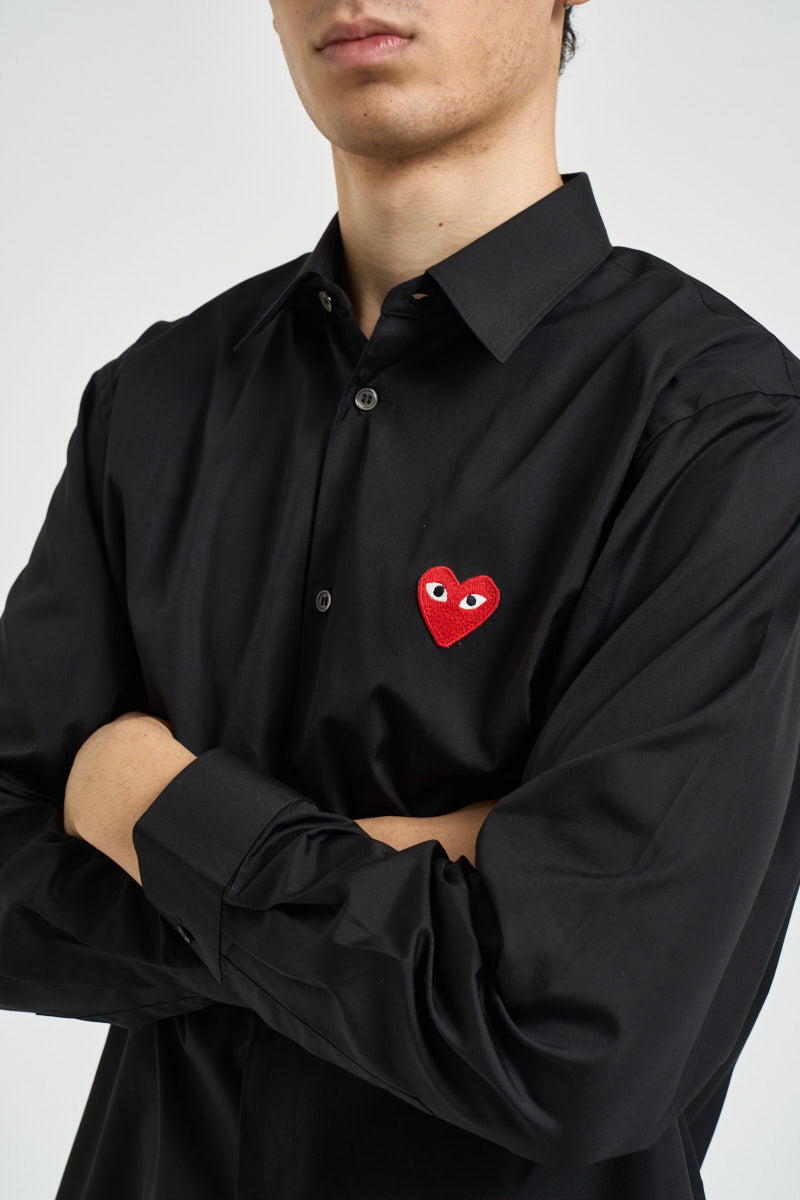 Camicia uomo con cuore nera AXB0020 BLACK COMME DES GARCON PLAY 