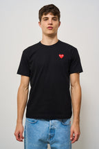 T-shirt uomo nera con cuore rosso AXT108 BLACK COMME DES GARCON PLAY 