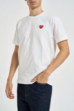 T-shirt uomo bianca con cuore rosso AXT108 WHITE COMME DES GARCON PLAY 
