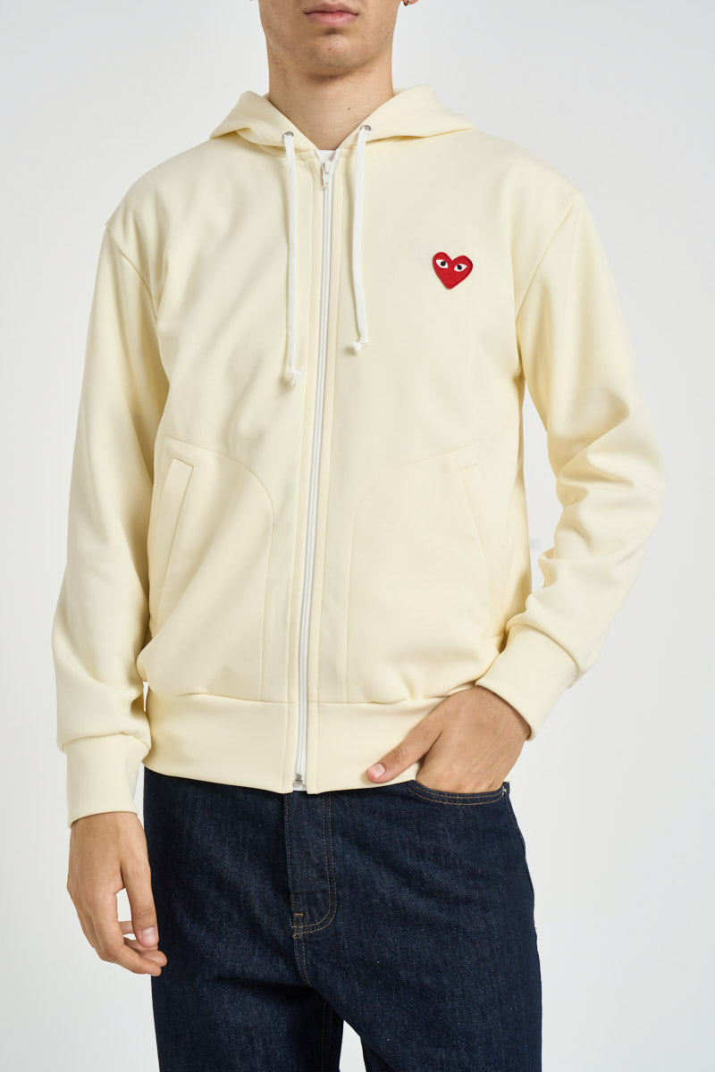 Felpa uomo con cappuccio e zip avorio AXT172 IVORY COMME DES GARCON PLAY 