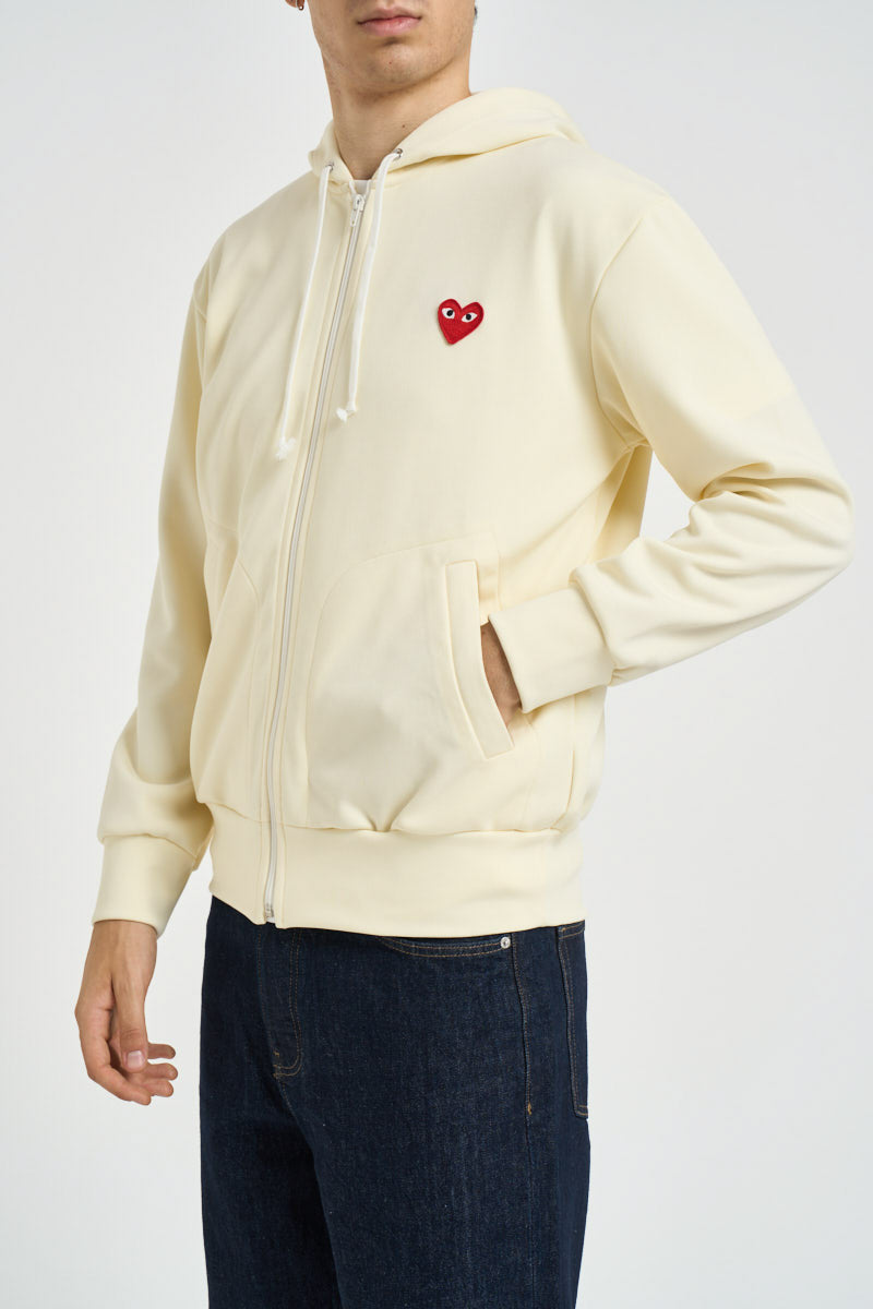 Felpa uomo con cappuccio e zip avorio AXT172 IVORY COMME DES GARCON PLAY 
