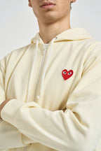 Felpa uomo con cappuccio e zip avorio AXT172 IVORY COMME DES GARCON PLAY 