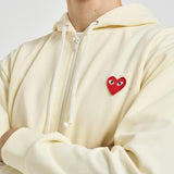 Felpa uomo con cappuccio e zip avorio AXT172 IVORY COMME DES GARCON PLAY 