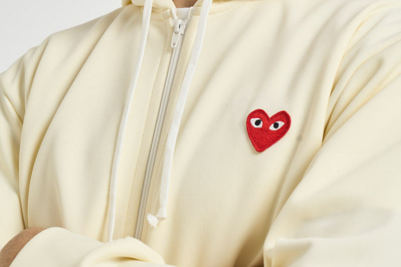 Felpa uomo con cappuccio e zip avorio AXT172 IVORY COMME DES GARCON PLAY 