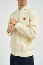 Felpa uomo con cappuccio e zip avorio AXT172 IVORY COMME DES GARCON PLAY 