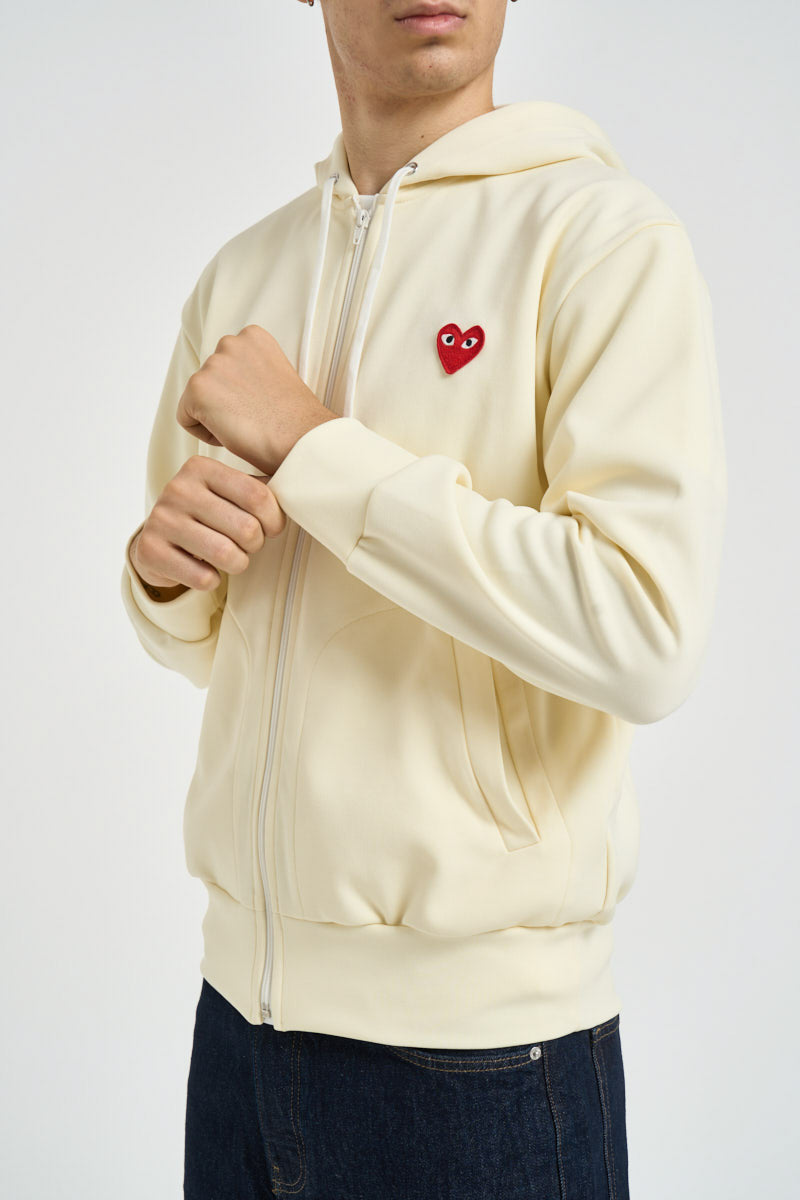 Felpa uomo con cappuccio e zip avorio AXT172 IVORY COMME DES GARCON PLAY 