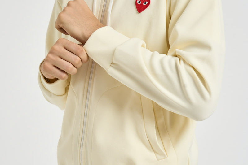 Felpa uomo con cappuccio e zip avorio AXT172 IVORY COMME DES GARCON PLAY 