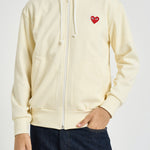 Felpa uomo con cappuccio e zip avorio AXT172 IVORY COMME DES GARCON PLAY 
