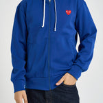 Felpa uomo con cappuccio e zip blu AXT172 NAVY COMME DES GARCON PLAY 