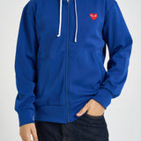 Felpa uomo con cappuccio e zip blu AXT172 NAVY COMME DES GARCON PLAY 