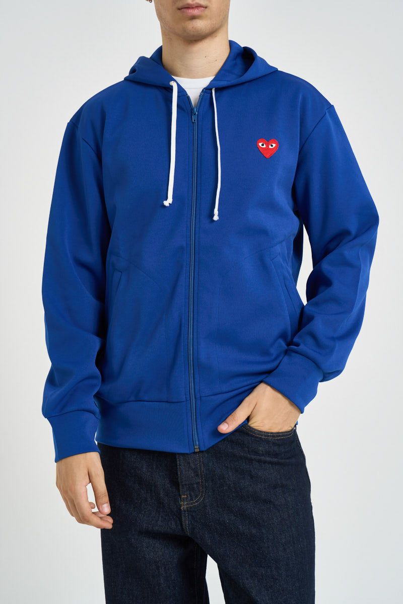 Felpa uomo con cappuccio e zip blu AXT172 NAVY COMME DES GARCON PLAY 