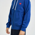 Felpa uomo con cappuccio e zip blu AXT172 NAVY COMME DES GARCON PLAY 