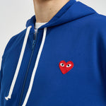 Felpa uomo con cappuccio e zip blu AXT172 NAVY COMME DES GARCON PLAY 