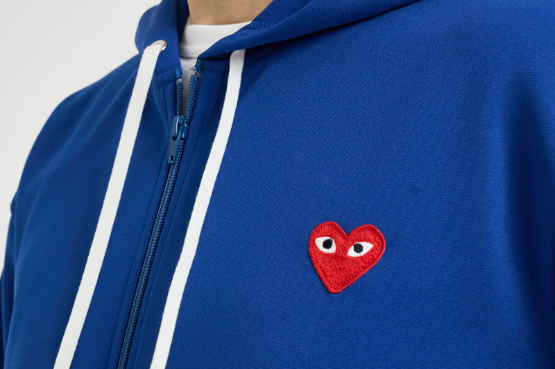 Felpa uomo con cappuccio e zip blu AXT172 NAVY COMME DES GARCON PLAY 