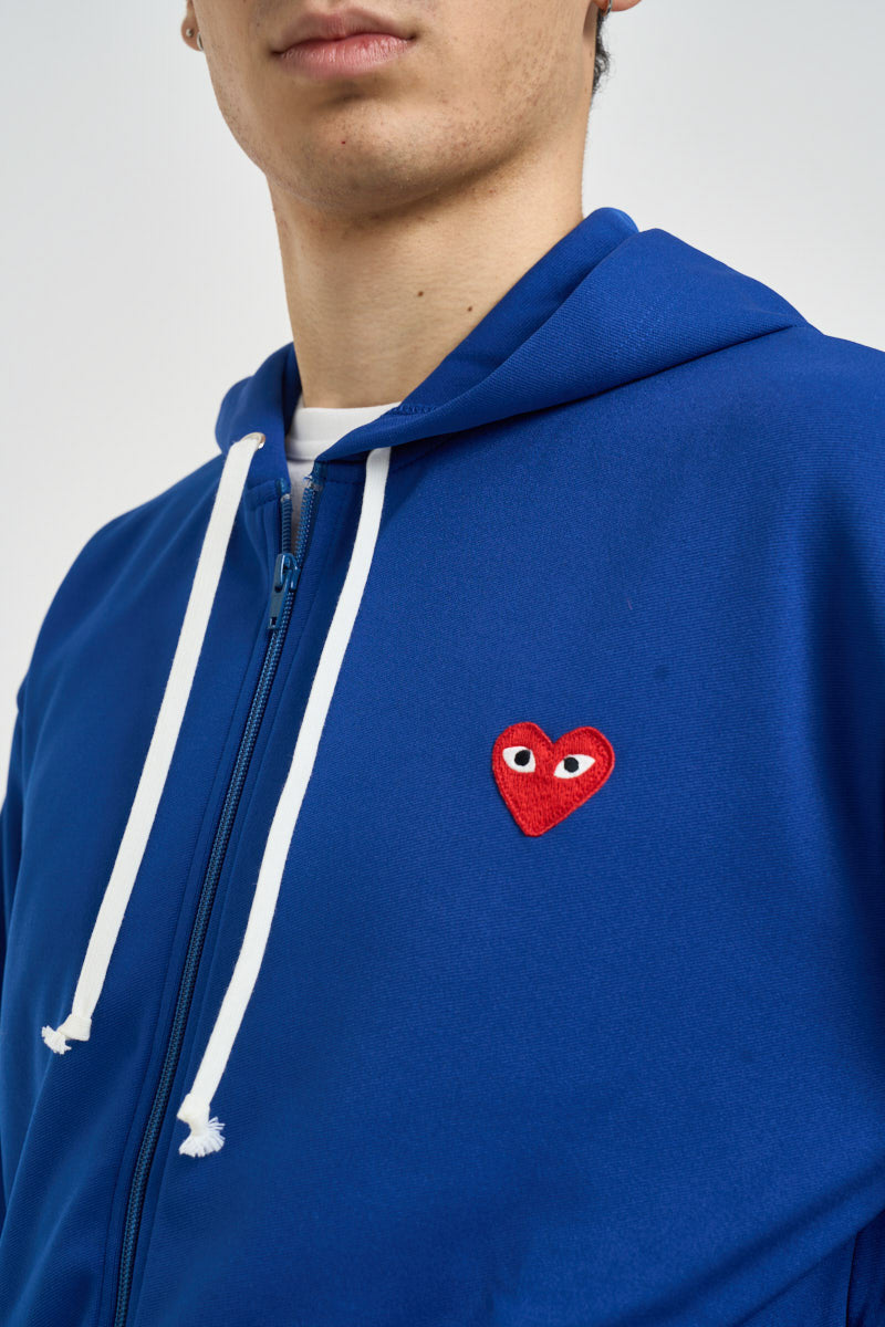 Felpa uomo con cappuccio e zip blu AXT172 NAVY COMME DES GARCON PLAY 